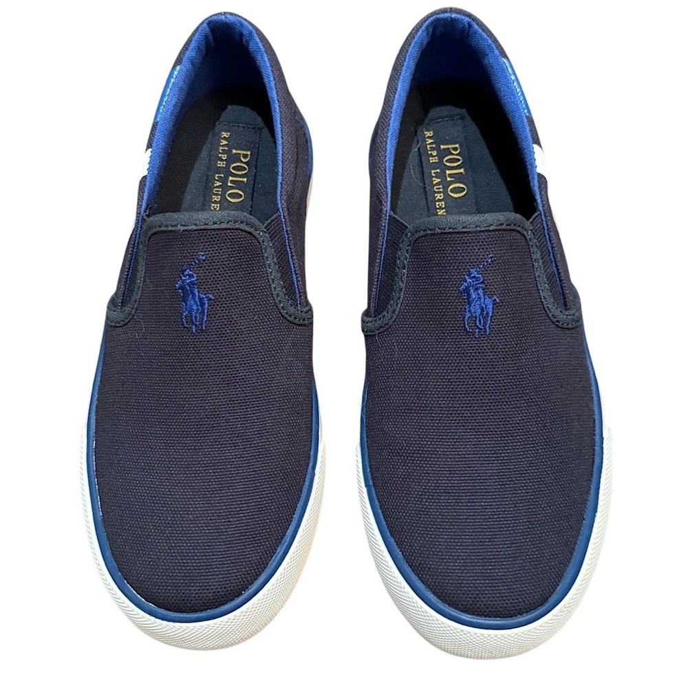 Polo Ralph Lauren Sneakers Slip On Shoes Boy Kid Canvas Youth SZ 1